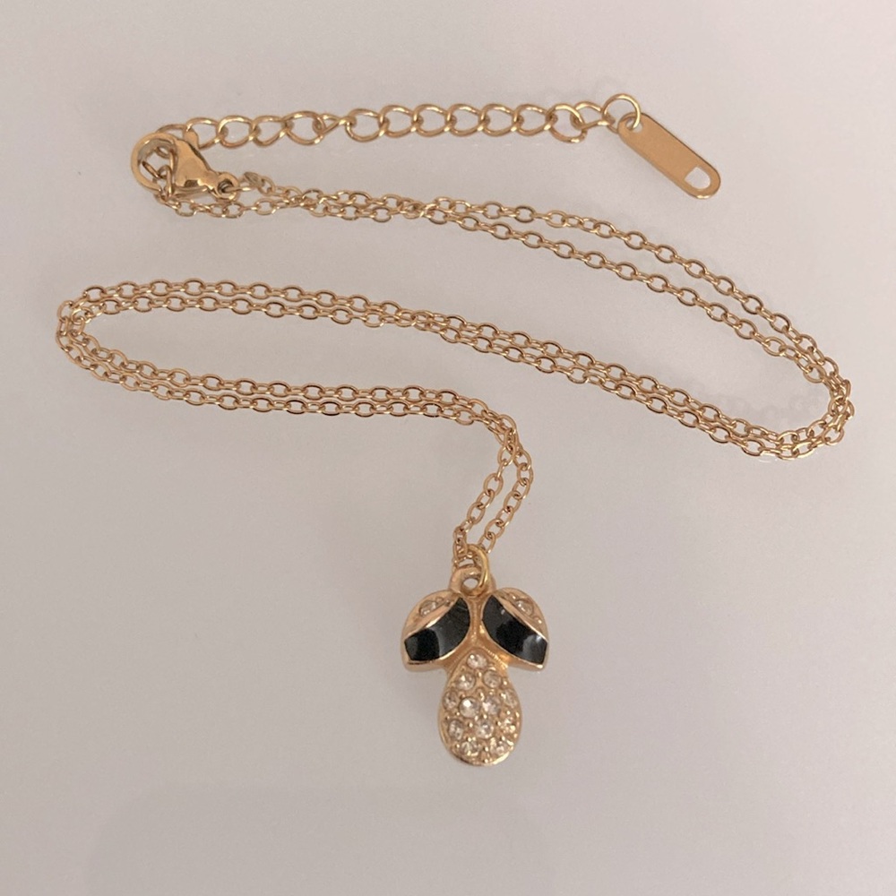 Dior Repurposed Gold and Black Pendant Necklace